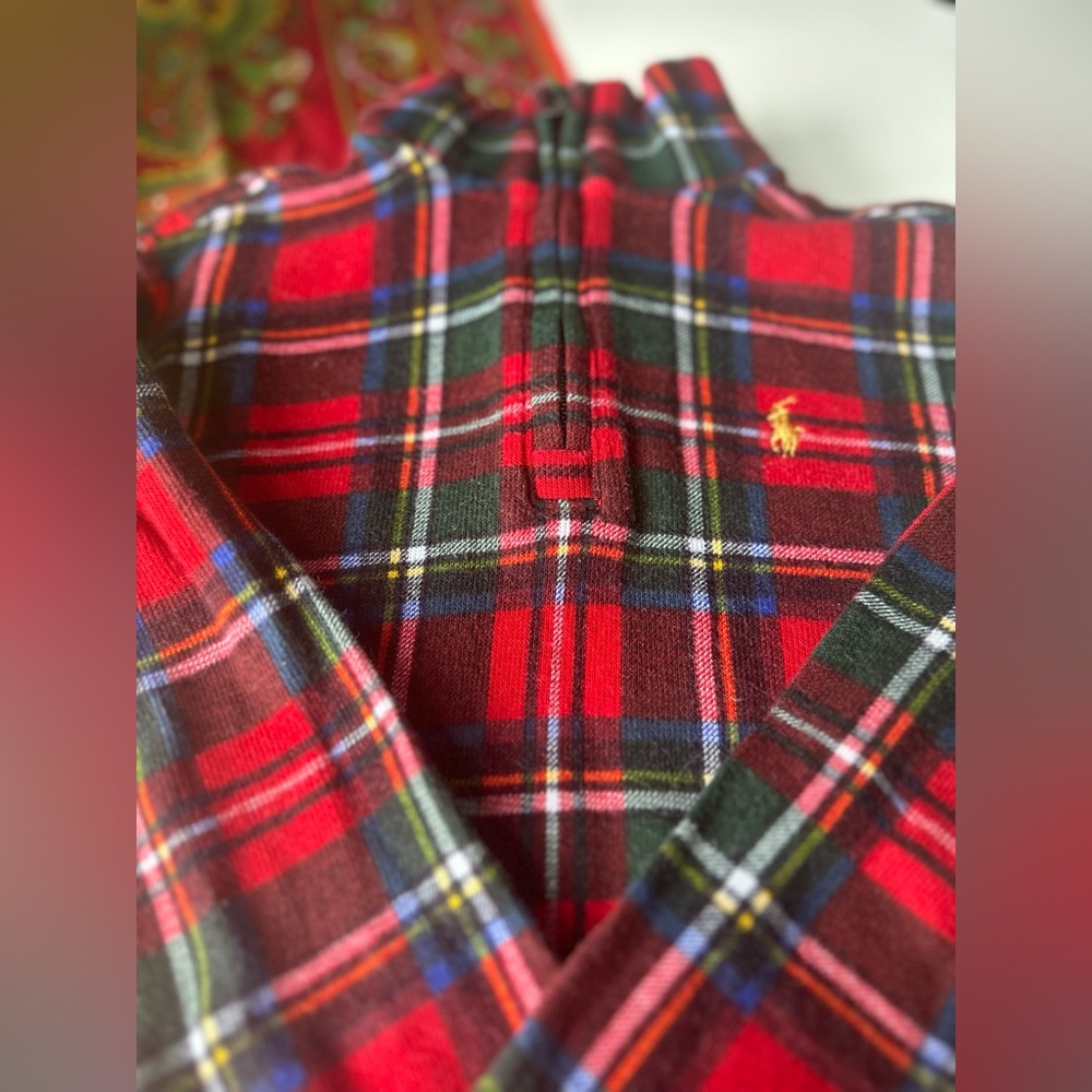 Polo Ralph Lauren Plaid Interlock Pullover Boys Mock Neck 100% Cotton